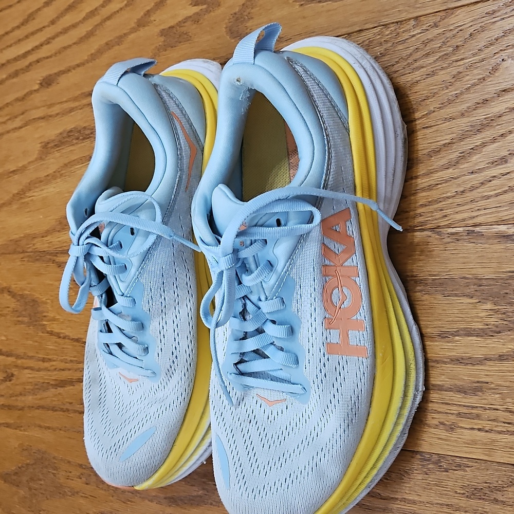 Hoka Women's Light Blue and Yellow Athletic Shoes